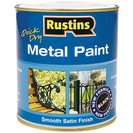 Metal Paint Smooth Satin Black 1 Litre by Rustins - MPBK1000