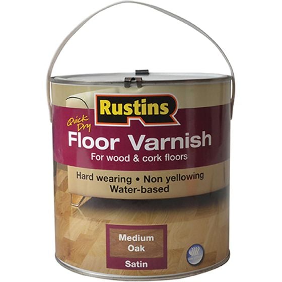 Quick Dry Coloured Floor Varnish Medium Oak 2.5 Litre by Rustins - AFMO2500