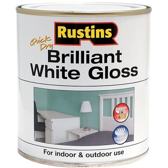 Gloss Paint Water Based White 1 Litre by Rustins - WHIGW1000