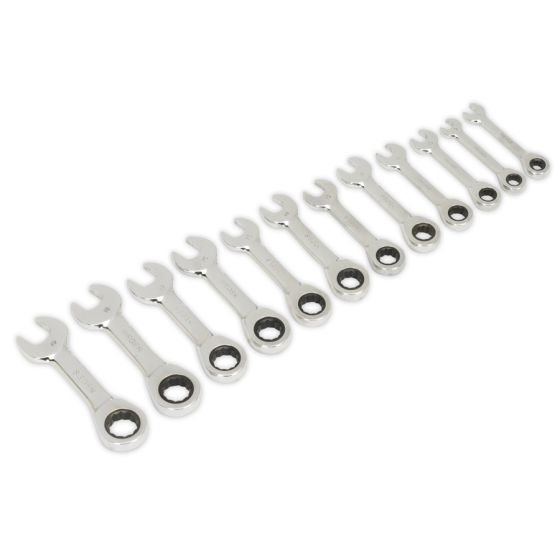 Stubby Ratchet Combination Spanner Set 12pc Metric Sealey Part No. S0633