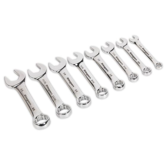 Combination Spanner Set 8pc Stubby Imperial Sealey Part No. S0976