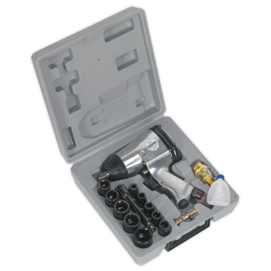 Air Impact Wrench Kit with Sockets 1/2"Sq Drive Sealey Part No. SA2/TS