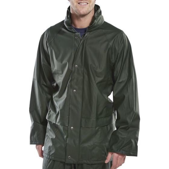 Super B-Dri Jacket Zip Front & Storm Flap Poly/PU Coating Olive Green XXL