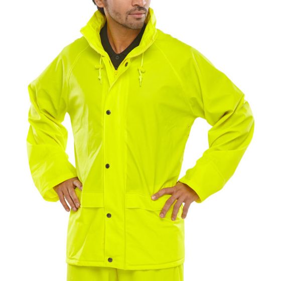 Super B-Dri Jacket Zip Front & storm Flap Poly/PU Coating Saturn Yellow S