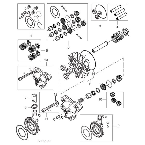 Cylinder Block Assembly for Nilfisk SC UNO 5M- 200/1050 L 400/3/50 Pressure Washer