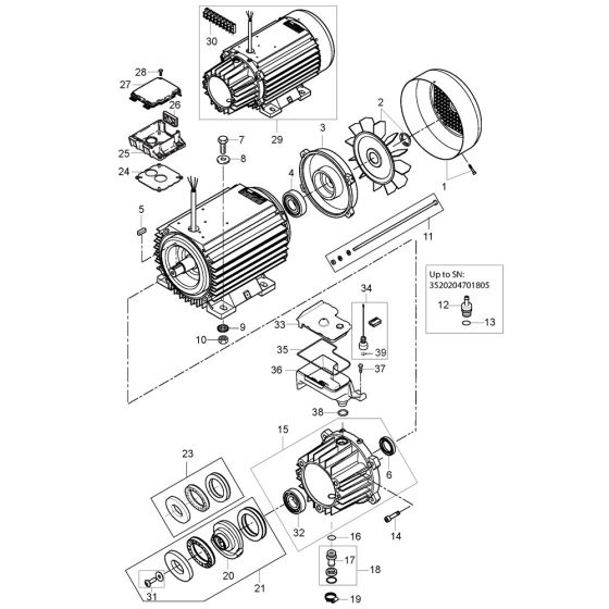 Motor Pump Assembly for Nilfisk SC UNO 5M- 200/1050 L 400/3/50 Pressure Washer