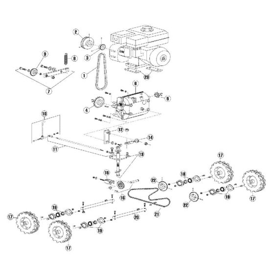 Power Train Assembly for Husqvarna SC18 Sod Cutter