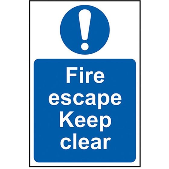 Fire Escape Keep Clear - PVC 200 x 300mm by Scan - 158