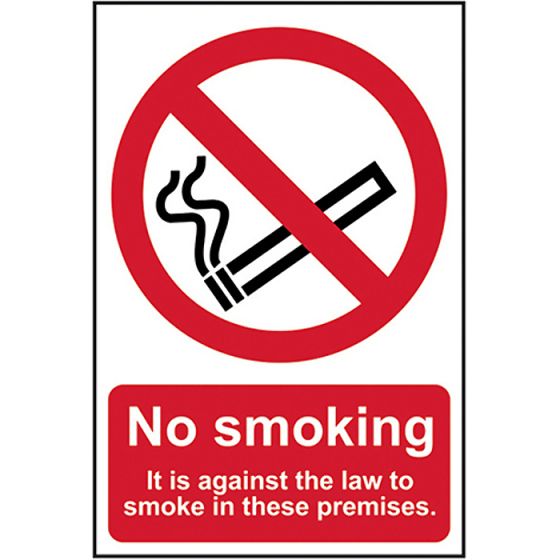 No Smoking It Is Against The Law To Smoke In These Premises - PVC 200 x 300mm by Scan - 567