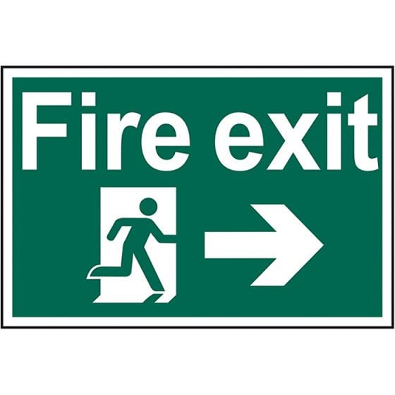 Fire Exit Running Man Arrow Right - PVC 300 x 200mm by Scan - 1504