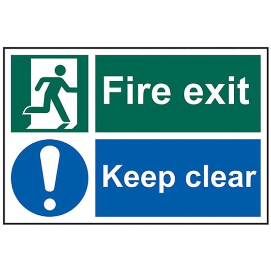 Fire Exit Keep Clear - PVC 300 x 200mm by Scan - 1540