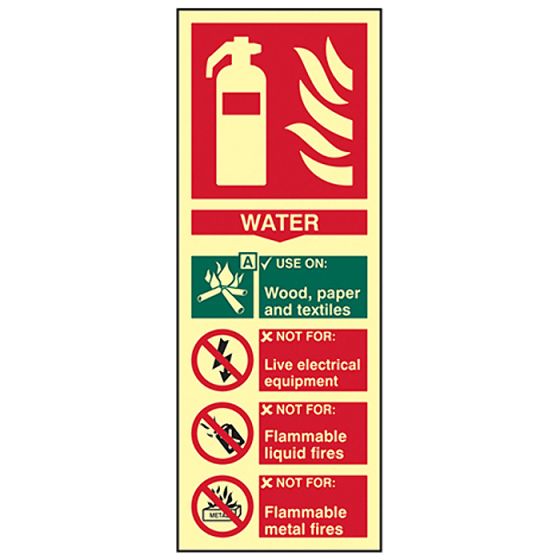 Fire Extinguisher Composite Water - Photoluminescent 75 x 200mm by Scan - 1590