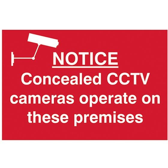 Notice Concealed CCTV Cameras Operate On These Premises - PVC 300 x 200mm by Scan - 1607