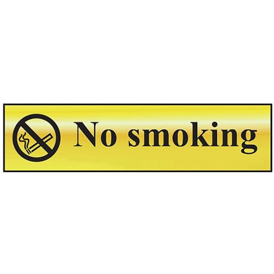 No Smoking - Polished Brass Effect 200 x 50mm by Scan - 6000