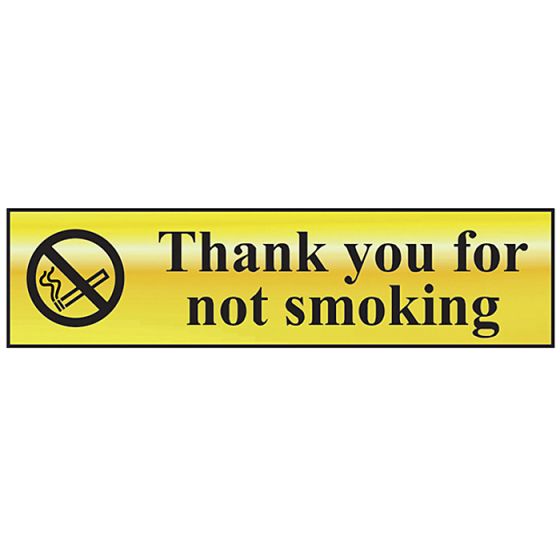 Thank You For Not Smoking - Polished Brass Effect 200 x 50mm by Scan - 6001