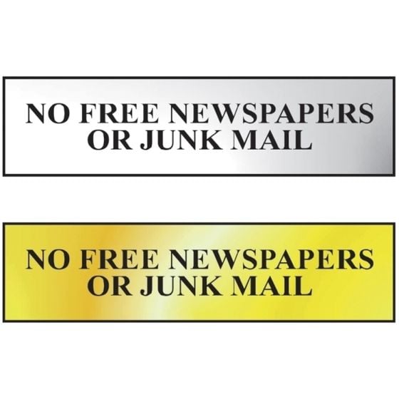 No Free Newspapers Or Junk Mail Sign