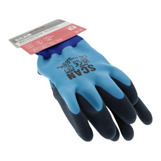 Scan Waterproof Latex Gloves, Medium (Size 8)