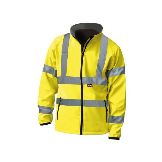 Hi-Vis Yellow Soft Shell Jacket c/w thick inner fleece lining Size M - XXL