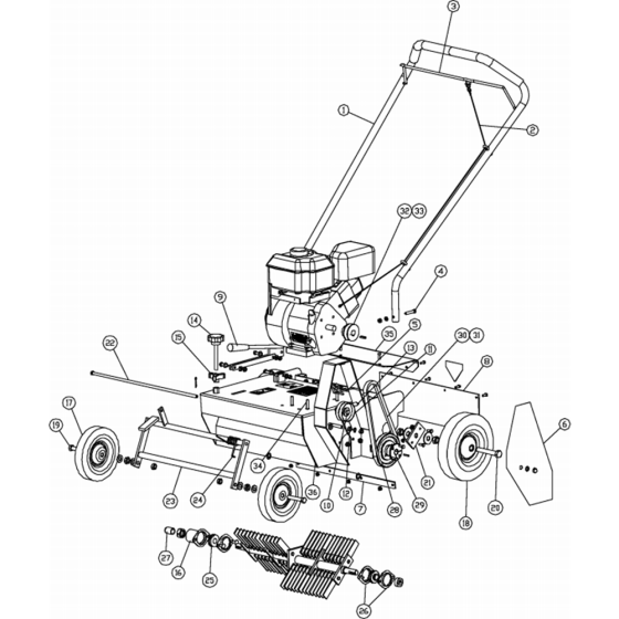 Chassis, Engine and Pulleys Assembly-2 for Husqvarna SD18 Lawn Care Equipment