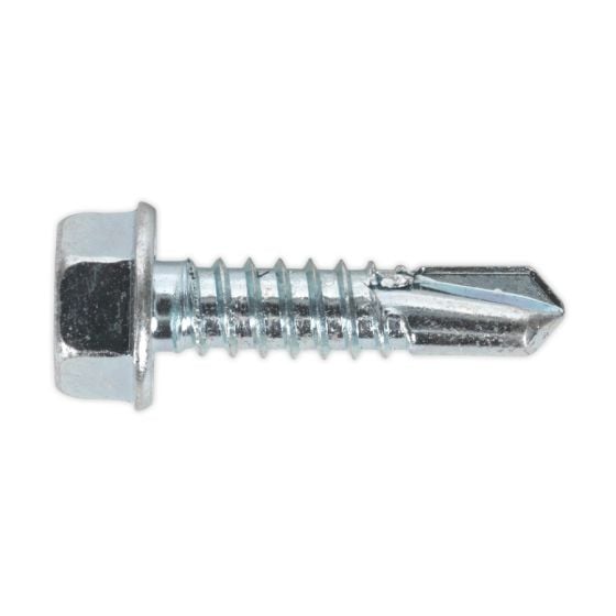 Self Drilling Screw 6.3 x 25mm Hex Head Zinc DIN 7504K Pack of 100 Sealey Part No. SDHX6325