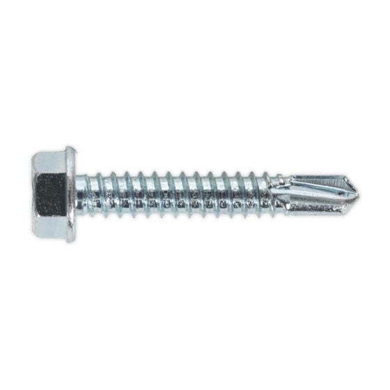 Self Drilling Screw 6.3 x 38mm Hex Head Zinc DIN 7504K Pack of 100 Sealey Part No. SDHX6338