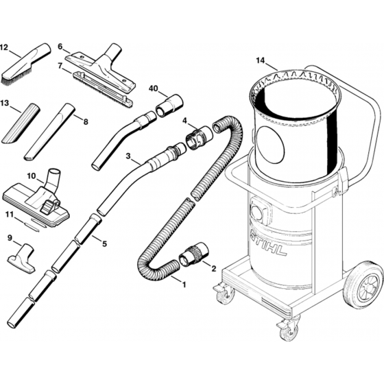 Tools Assembly for Stihl SE100, SE200, SE201, SE202 Vacuum Cleaners