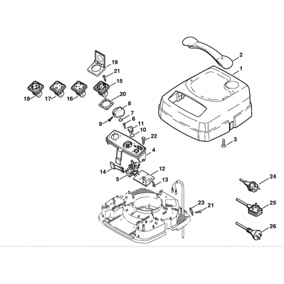 Machine Cover-1 Assembly for Stihl SE120, SE120E Vacuum Cleaners