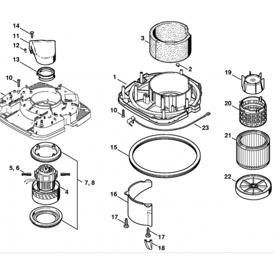 Motor Housing Assembly for Stihl SE120, SE120E Vacuum Cleaners