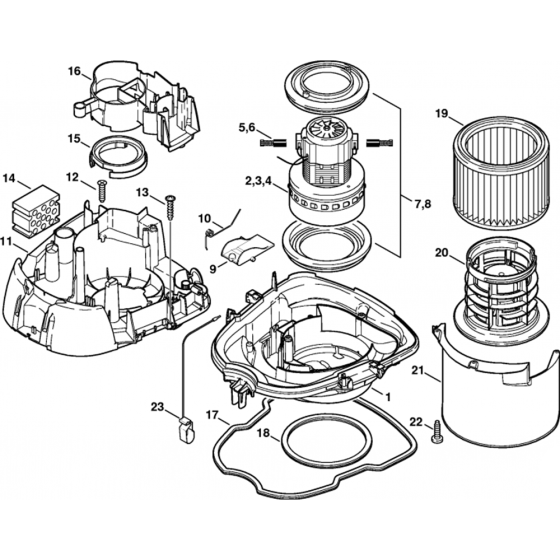 Motor Housing Assembly for Stihl SE121, SE121E Vacuum Cleaners