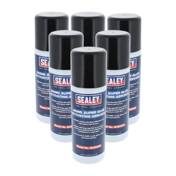 Super Glue Activating Aerosol 200ml Pack of 6 Sealey Part No. SCS300