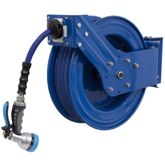 Heavy-Duty Retractable Water Hose Reel 15m Ø13mm ID Rubber Hose