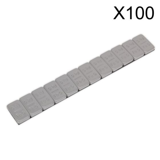 Wheel Weight 5g Adhesive Zinc Plated Steel Plastic Coated Strip of 12 Pack of 100 Sealey Part No. WWSA5PC