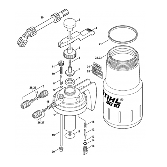 Pump, Container Assembly for Stihl SG10 Sprayer