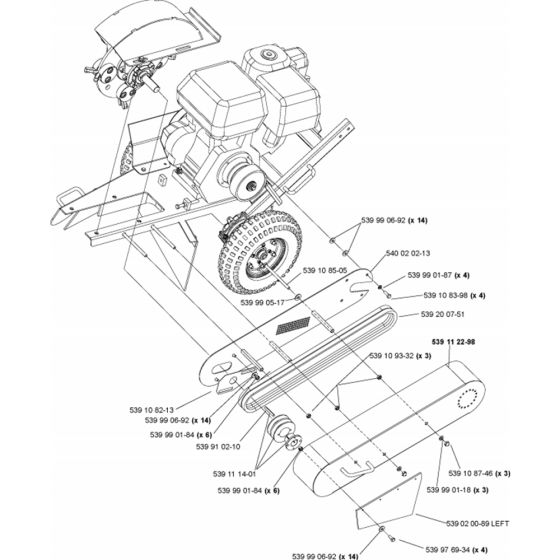 Belt Guard and Pulley Assembly for Husqvarna SG13 Lawn Care Equipment