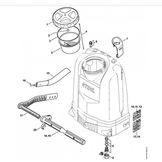 Container Assembly for Stihl SG 51, SG71 Sprayer