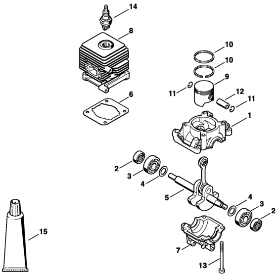 Crankcase and Cylinder Assembly for Stihl SH55 Shredder