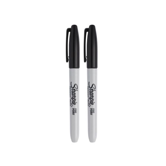 Fine Tip Permanent Marker Black (Pack 2)