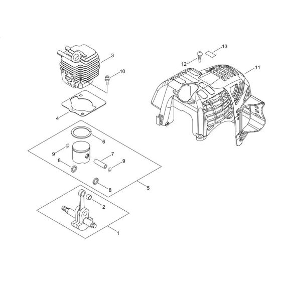 Cylinder, Piston, Crankshaft for ECHO SHR-170SI Backpack Sprayer