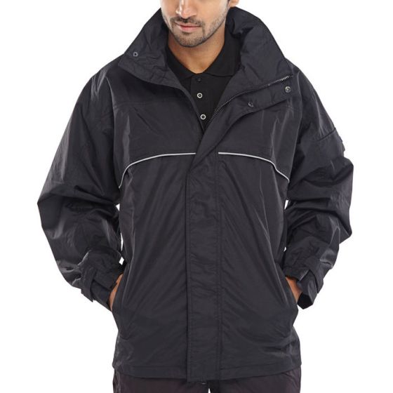 Springfield Jacket Lightweight Breathable Fabric & Hi-Vis Piping Black XXL