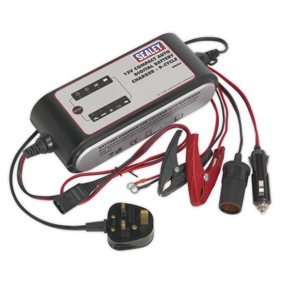 Compact Auto Digital Battery Charger - 9-Cycle 12V Sealey Part No. SMC04