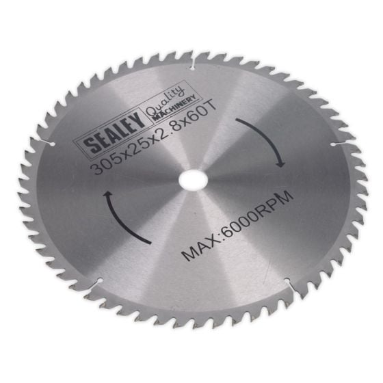 Compound Mitre Saw Blade 305 x 2.8mm 25.4mm Bore 60tpu Sealey Part No. SMS12B60