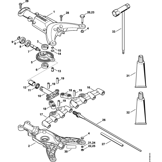 Gear head, Rake for Stihl SP-KM KombiTool