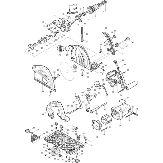 Main Assembly for Makita SP6000 Circular Saw