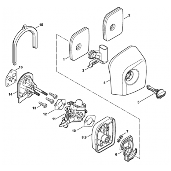 Air Filter, Spacer Flange Assembly for Stihl SR200 Mistblower