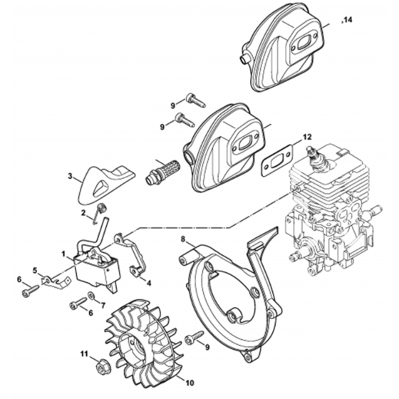 Ignition System, Muffler Assembly for Stihl SR200-D Mistblower