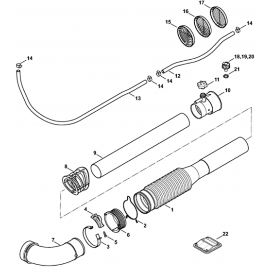 Pleated Hose, Blower Tube Assembly for Stihl SR200-D Mistblower