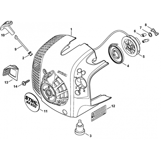 Rewind Starter Assembly for Stihl SR200-Z Mistblower