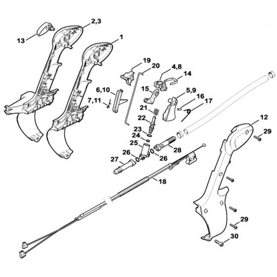 Control Handle Assembly for Stihl SR430, SR450 Mistblower