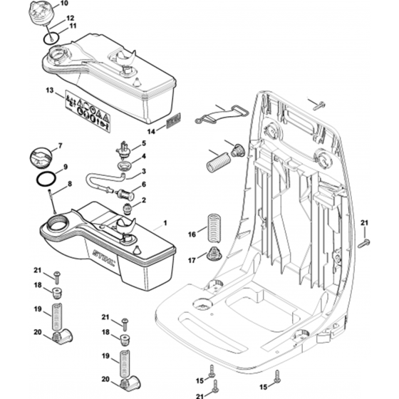 Fuel Tank AV System Assembly for Stihl SR430-Z Mistblowers