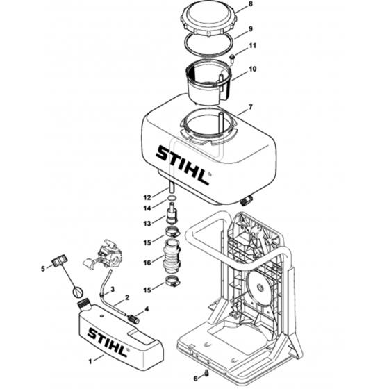 Fuel Tank, Container Assembly for Stihl SR 5600 D Mistblower